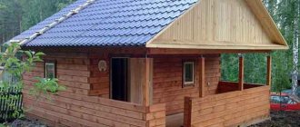 Wooden house with a gable roof