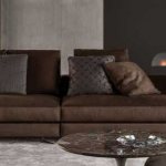 Interior with a brown sofa, rules for selection and location