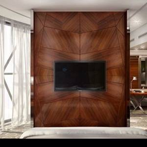 Интересный проект интерьера с использованием деревянных стеновых панелей