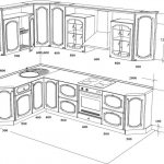Пример чертежа и размеры угловой кухни