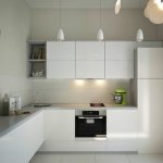 Угловая кухня в стиле минимализма с гладкими фасадами