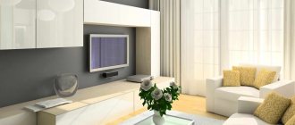 option for a beautiful decor of a living room 16 sq.m.